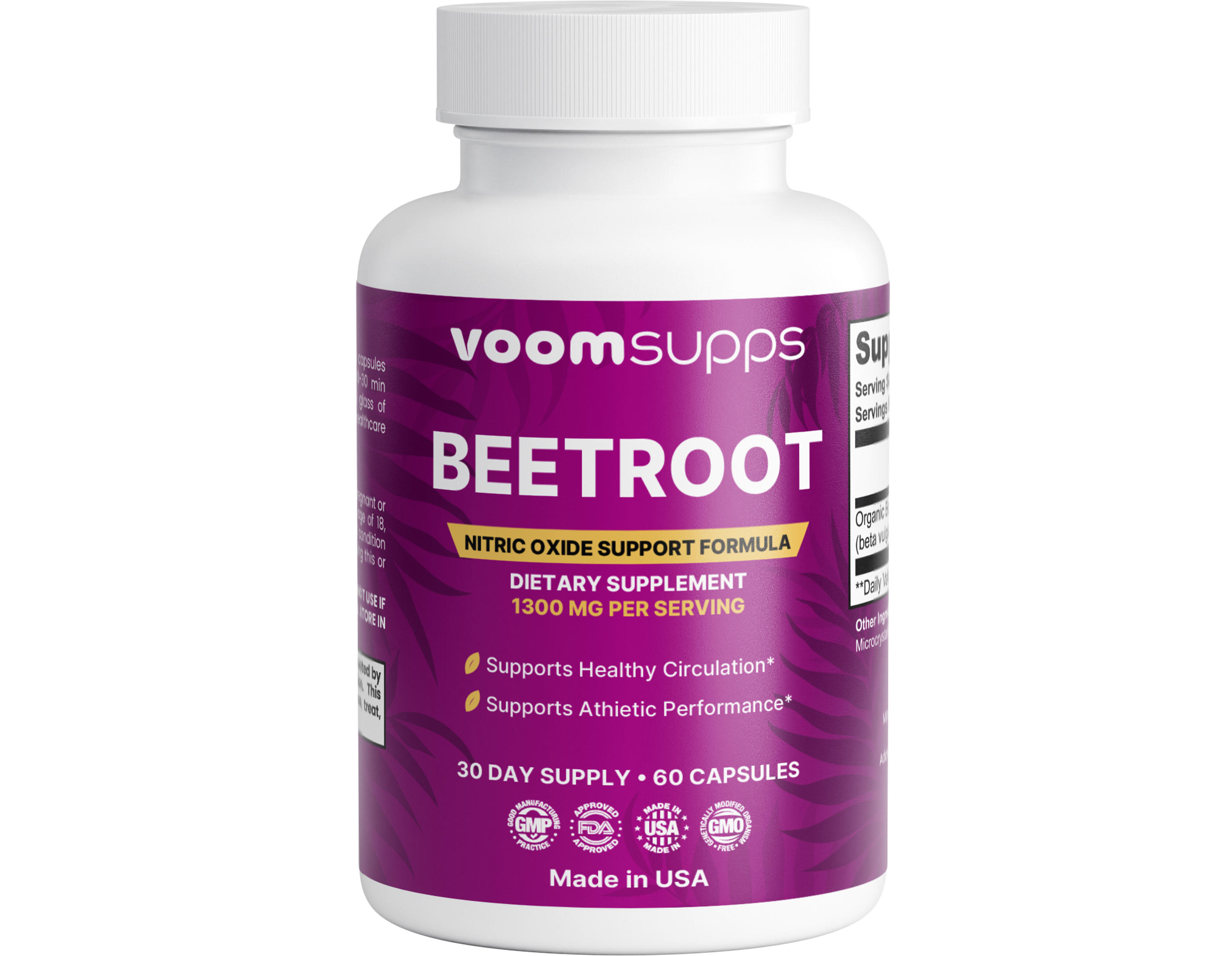 Voom Supps Pure Beetroot Capsules 1,300mg Circulation Support